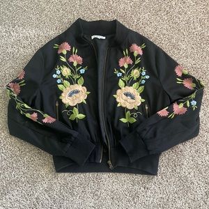 Glamorous Black & Floral Bomber Jacket